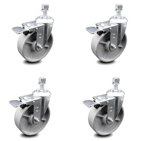 Service Caster Semi Steel Swvl TS Caster w/RB w/5" Wheel&1/2" Stem-4 Swvl w/TTL BRK, 4PK SCC-TSTTL20S515-SSR-121315-4